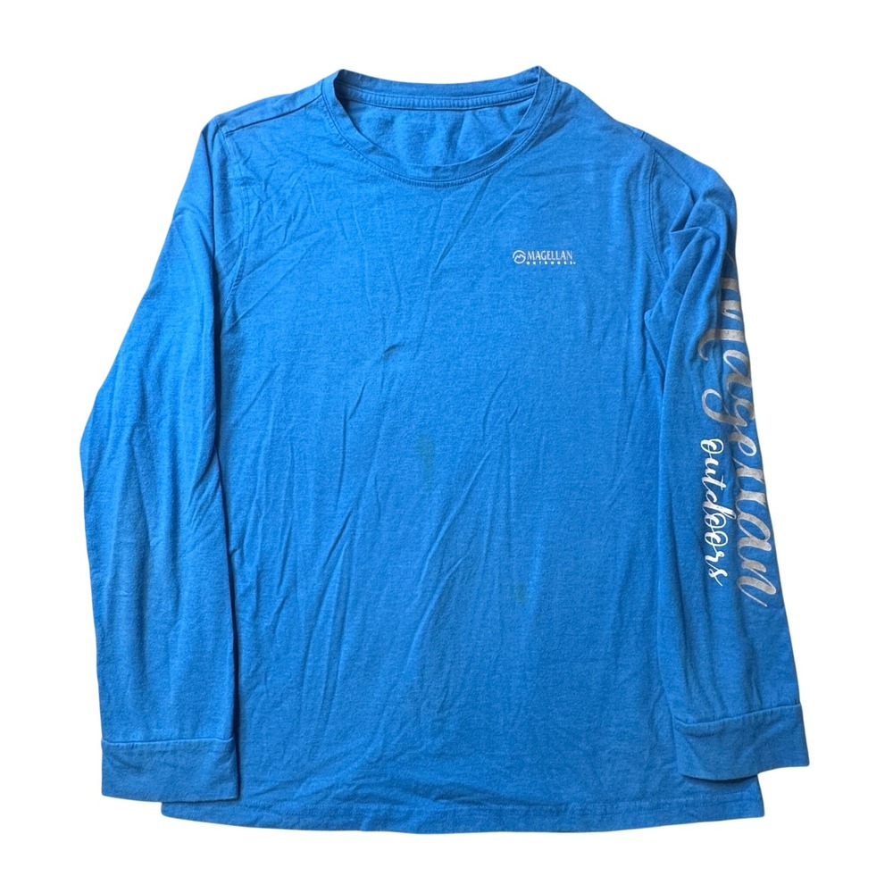 Magellan Outdoors T-Shirt Womens XL Blue Grotto Falls Long Sleeve Graphic Tee